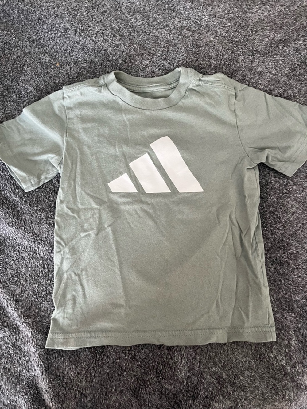 adidas Kids Sage Green Short Sleeve Tee with White Logo